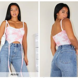 Pretty little thing pink tie dye corset top